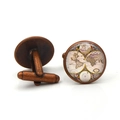 Vintage bronze world map cufflinks with glass dome and bullet back for men shirts - Antique Red Copper