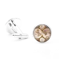 Vintage world map cufflinks for men with silver base and classic T-bar closure - Silver