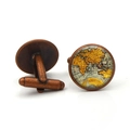 Gemelli da polso vintage in bronzo con mappa del mondo e inserti in vetro per camicie - Rame Rosso Antico