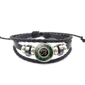 Détail du bracelet en cuir multicouche avec breloque Œil d'Horus en verre et perles - Style de Motif Rétro Œil d'Horus Doré (XL0708-7)