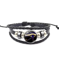 Detailed close-up of multilayer leather bracelet with Eye of Horus charm and woven beads - Vintage Ancient Egyptian Eye of Horus Style (XL0708-3)