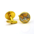Gemelli da polso dorati con cupola in vetro e design vintage con mappa del mondo antica - Oro