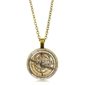 Vue détaillée du pendentif astrolabe vintage en bronze avec échelles à chiffres romains - Bronze