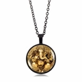 Détail du collier Ganesha avec pendentif en bronze et chaîne noire minimaliste - Noir