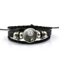 Détail du bracelet vintage en cuir tressé Route 66 avec perles en métal et charme sous verre - Style Cercle Noms États Nostalgique (ABXL369-9)