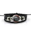 Détail du bracelet en cuir tressé multicouche avec cabochon en verre vintage Route 66 - Style Camion Rétro Orange Noir (ABXL369-10)