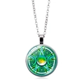 Detailed close-up of rotating Triple Moon Goddess pendant with Celtic knot and pentagram - Celtic Knot Glowing Planet Style (ABXL913-2)