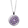Detail of Triple Moon Goddess necklace with purple nebula pendant and silver chain - Purple Galaxy Pentagram Vintage Style (ABXL913-3)