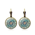 French lever-back earrings with vintage bronze mandala patterns on white background - Antique Bronze