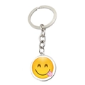 Macro detail of silver keychain with a yellow glass dome emoji pendant - Squinting Tongue Emoji (ABXL1266-17)