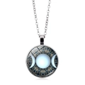 Triple Moon Goddess rotating necklace with silver chain and fractal glass pendant - Fractal Geometry Triple Moon Style (ABXL913-6)