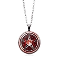 Triple Moon Goddess necklace featuring a rotating red pentagram moon pendant - Realistic Moon Celtic Knot Style (ABXL913-7)