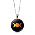 Triple Moon Goddess necklace with rotating glass pendant and red Celtic knot detail - Red Triquetra Celtic Knot Style (ABXL913-9)
