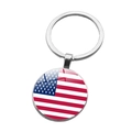 Classic silver metal keychain featuring a round United States flag glass dome pendant - USA (ABXL1536)