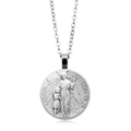 Collar de moneda Arcángel Miguel de plata con relieve de ángel y grabado en latín - Plata (ABXL939-6)