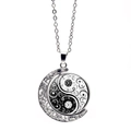 Collana luna vintage in argento con ciondolo rotante yin yang tai chi in gemma - Motivo Tai Chi Yin Yang (XZXL0001-1)