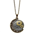 Collana luna vintage girasole con ciondolo You are my sunshine su una catena di bronzo - Rame