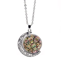 Collana con luna d'argento e ciondolo rotante con teschi di zucchero messicani - Stile Argento (XZXL0190-Argento)