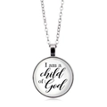 Silberne runde Halskette mit I am a child of God Inschrift und feiner Gliederkette - Silber