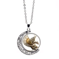 Collier lune rotatif vintage en argent avec pendentif dragon steampunk rétro - Style Dragon Mécanique Rotatif Double Face (XZXL00157-Argent)
