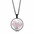 Collier To My Daughter avec gemme noire, roses roses et message d'amour gravé - Motif Rose Style Noir (XSWX2123)