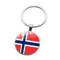 Silver metal keychain with round Norway flag glass dome pendant and mirror finish - Norway (ABXL1536)
