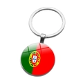 Zinc alloy keychain featuring Portugal flag design with dome glass and silver ring - Portugal (ABXL1536)