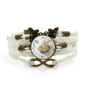 Easter bunny glass gem bracelet with retro infinity symbol and butterfly accents - White