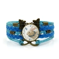 Multilayer braided Easter bunny bracelet with blue cords and infinity metal charm - Blue