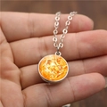 Collier avec pendentif boule de verre soleil galaxie et chaîne argentée - Soleil