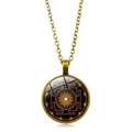 Détail du pendentif géométrique Sri Yantra en bronze rétro avec couvercle en verre - Bronze