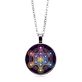 Sacred Geometry Metatron's Cube necklace with silver round pendant on white background - XZXL0654 / Silver