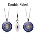 Collar colgante de mandala de doble cara en cristal con patrones geométricos azules - Estilo de Patrón Azul 1(XZXL1484-1)