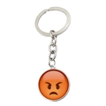 Portachiavi argento con ciondolo in vetro e motivo emoji arrabbiato color arancione - Abxl1266-9