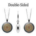 Detalles del colgante de cristal mandala de doble cara con cadena de color plata - Estilo de Patrón Azul Blanco 3(XZXL1484-3)