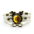 Bracelet tressé multicouche blanc avec breloque tournesol et symbole de l'infini - In A World Be A Sunflower (XSWX6543) / Blanc
