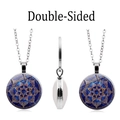 Détails du collier avec pendentif mandala en verre double face et chaîne en argent - Style de Motif Bleu Or 9(XZXL1484-9)