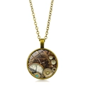 Collier steampunk avec chaîne en bronze vintage et design de rouage d'horloge mécanique - Style Cadran à Engrenages - Bronze Antique (XSWX6028-2)