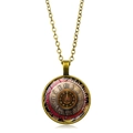 Collier avec pendentif steampunk et engrenages mécaniques en bronze sous dôme en verre - Style Engrenage Chiffres Romains - Bronze Antique (XSWX6028-3)