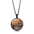 Pendentif steampunk avec rouage en bronze, chaîne noire et cadran romain - Style Engrenage Mécanique Industriel - Noir (XSWX6028-5)