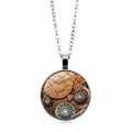 Collier Steampunk avec pendentif engrenages en bronze et cadran à chiffres romains - Style Engrenage Mécanique Industriel - Argent (XSWX6028-5)