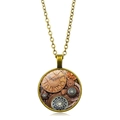 Pendentif steampunk vintage avec engrenages mécaniques et chiffres romains - Style Engrenage Mécanique Industriel - Bronze Antique (XSWX6028-5)