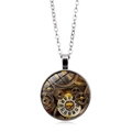 Collier steampunk avec engrenages mécaniques argentés et cadran à chiffres romains - Style Échelle Chiffres Romains - Argent (XSWX6028-7)