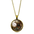 Collier steampunk vintage avec engrenages de montre et pendentif en bronze - Style Cadrans Multiples - Bronze Antique (XSWX6028-9)