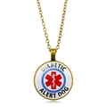 Makro-Detail der Bronzekette mit medizinischem Warnsymbol und Diabetic Alert Dog Gravur - DIABETIKER-WARNHUND (PSXL00207-3)