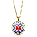 Dettaglio ravvicinato della collana di allerta medica per diabete in bronzo stile vintage - ALLERTA MEDICA HO IL DIABETE (PSXL00207-5)