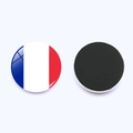 Front and back view of 25mm French flag round crystal glass magnetic fridge sticker - France Flag (PSXL00235-9)