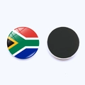 Detail view of South Africa flag magnet with clear glass dome and black magnetic backing - South Africa Flag (PSXL00235-18)