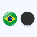 Detailed view of round Brazil flag fridge magnet with glass dome and magnetic backing - Brazil Flag (PSXL00235-22)