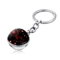 Macro detail of silver Cancer zodiac keychain with a double-sided glowing crystal ball - Cancer